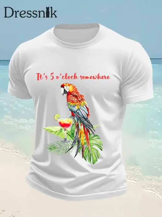 Herren lustig es ist 5 Uhr Irgendwo bedrucktes Kurzarm-T-Shirt Weiß / S