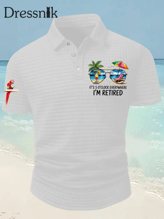 Herren lustig es ist 5 Uhr überall wo ich im Ruhestand bin bedrucktes Kurzarm-T-Shirt Weiß / S