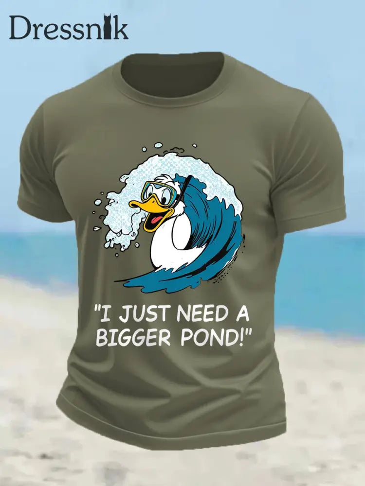 Herren Lustige Ente Ich brauche nur einen größeren Teich Casual T-Shirt Armee grün / S