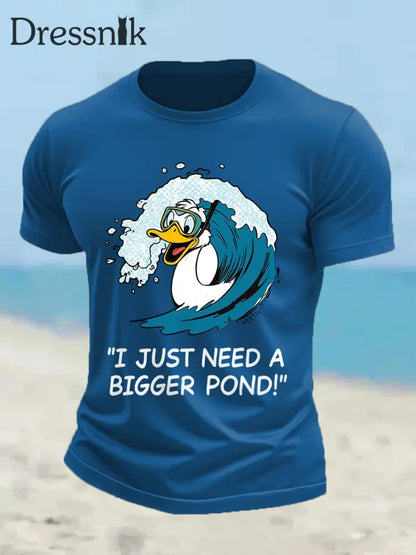 Herren Lustige Ente Ich brauche nur einen größeren Teich Casual T-Shirt Blau / S
