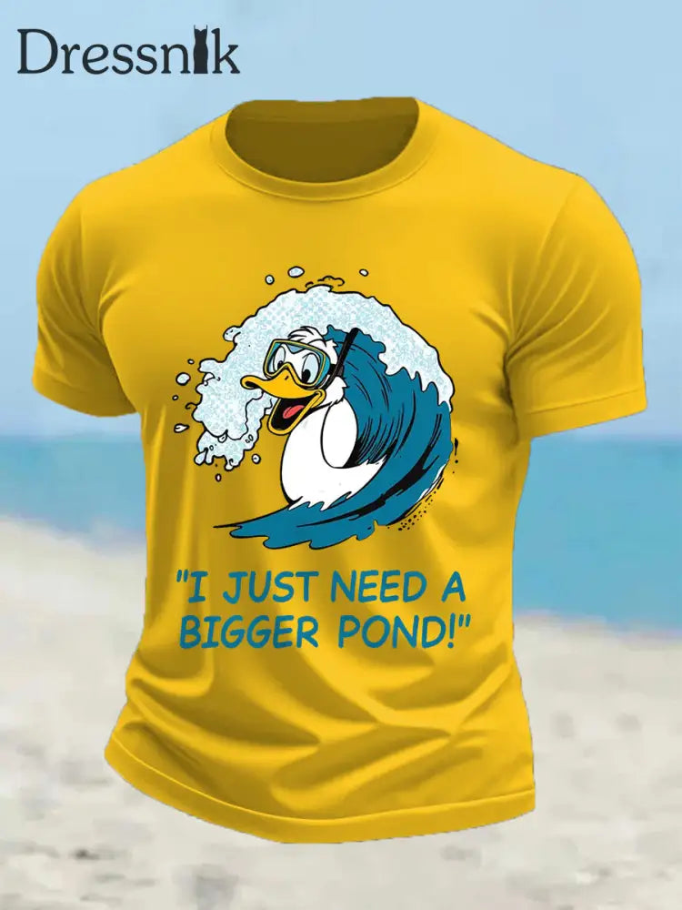 Herren Lustige Ente Ich brauche nur einen größeren Teich Casual T-Shirt Gelb / S