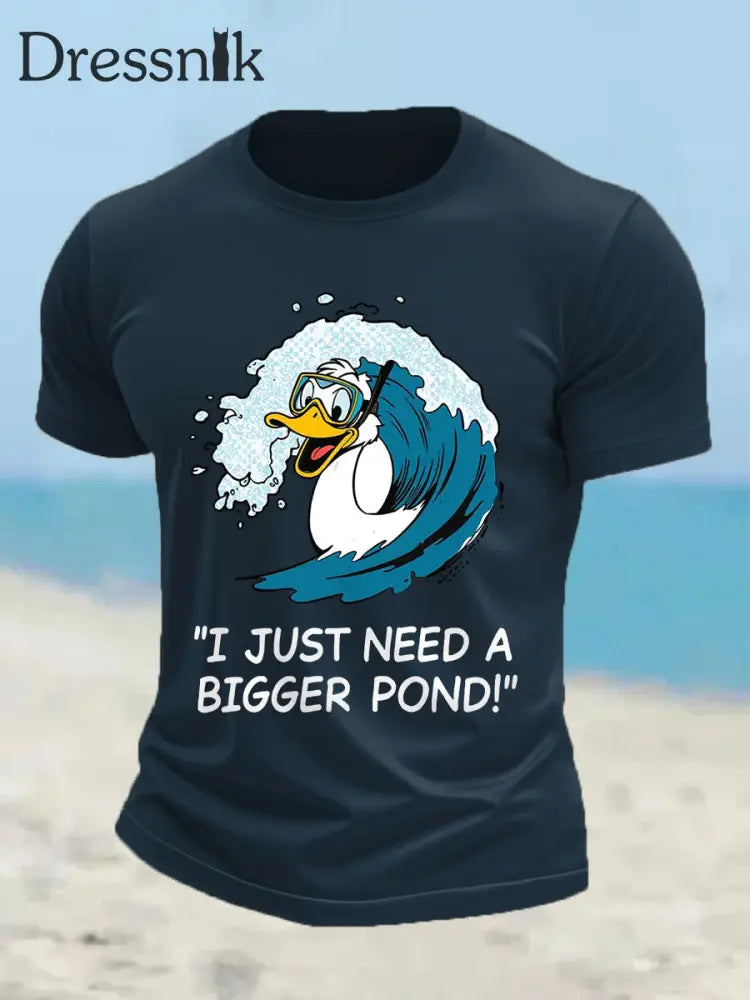 Herren Lustige Ente Ich brauche nur einen größeren Teich Casual T-Shirt Marineblau / S