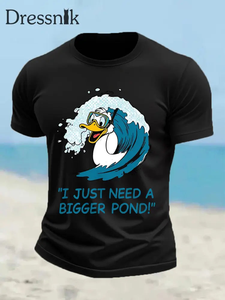 Herren Lustige Ente Ich brauche nur einen größeren Teich Casual T-Shirt Schwarz / S