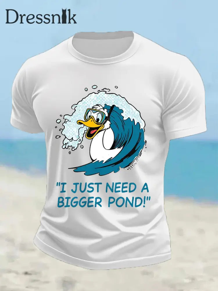 Herren Lustige Ente Ich brauche nur einen größeren Teich Casual T-Shirt Weiß / S