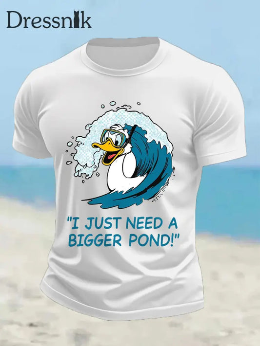 Herren Lustige Ente Ich brauche nur einen größeren Teich Casual T-Shirt Weiß / S