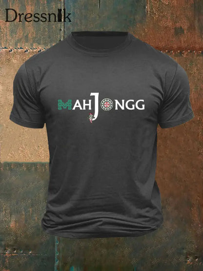 Herren Lustiges Mah Jongg Bedrucktes T-Shirt Dunkelgrau / S