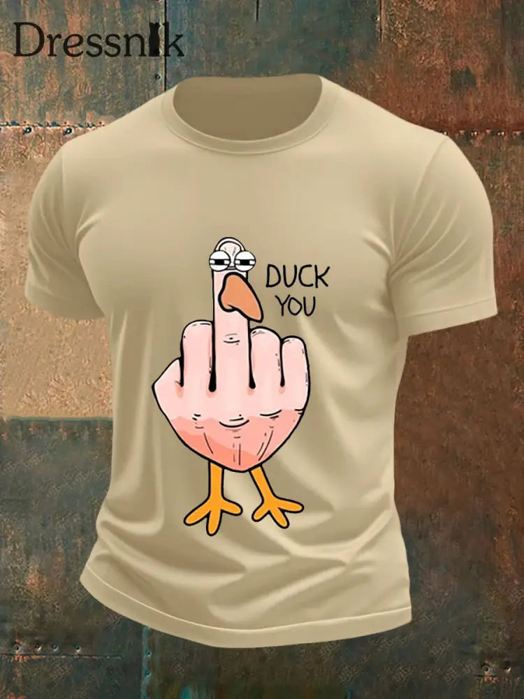 Herren Lustiges Mittelfinger-Offensiv-unhöfliches Enten-Print-Kurzarm-T-Shirt