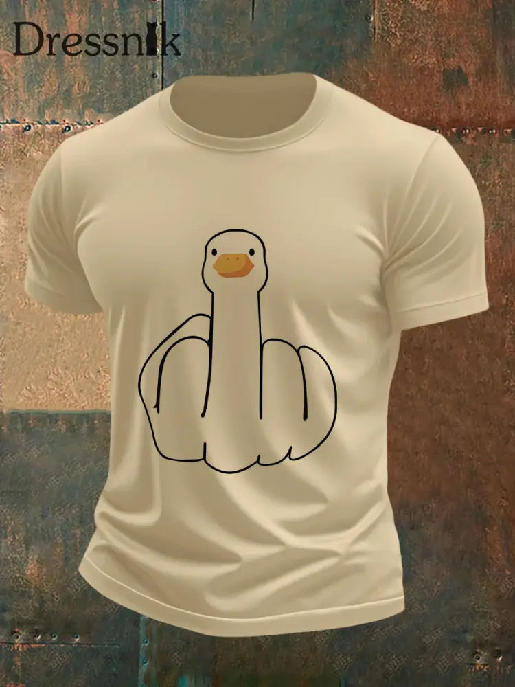 Herren Lustiges Mittelfinger-Offensiv-unhöfliches Enten-Print-Kurzarm-T-Shirt
