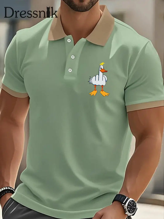 Herren Lustiges Mittelfinger-Offensiv-unhöfliches Enten-Print-Kurzarm-T-Shirt Erbsen grün / S