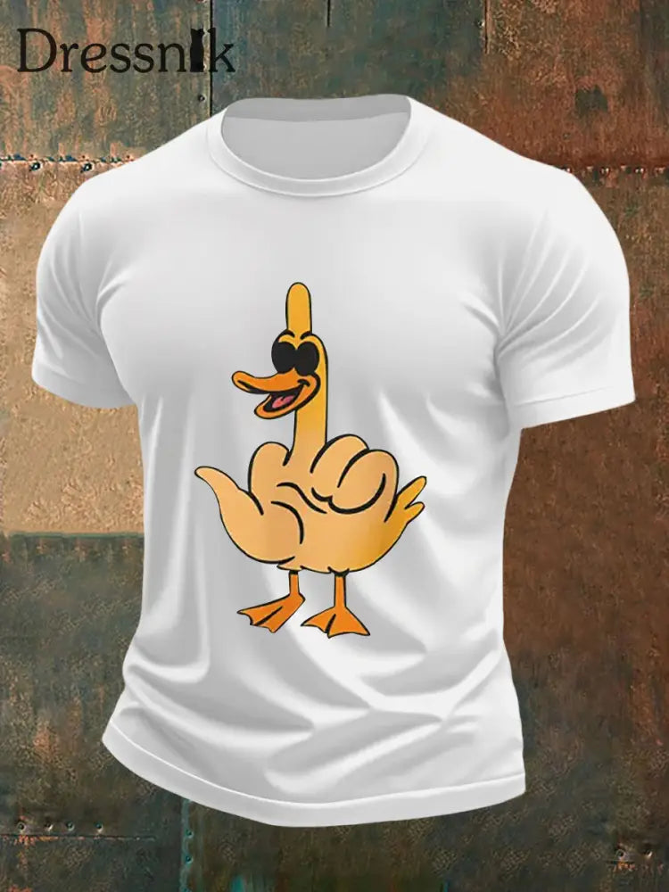 Herren Lustiges Mittelfinger-Offensiv-unhöfliches Enten-Print-Kurzarm-T-Shirt Weiß / S
