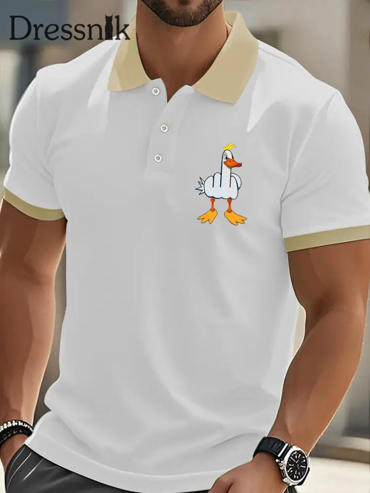 Herren Lustiges Mittelfinger-Offensiv-unhöfliches Enten-Print-Kurzarm-T-Shirt Weiß / S
