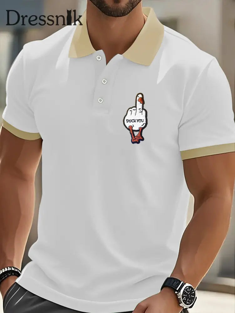 Herren Lustiges Mittelfinger-Offensiv-unhöfliches Enten-Print-Kurzarm-T-Shirt Weiß / S