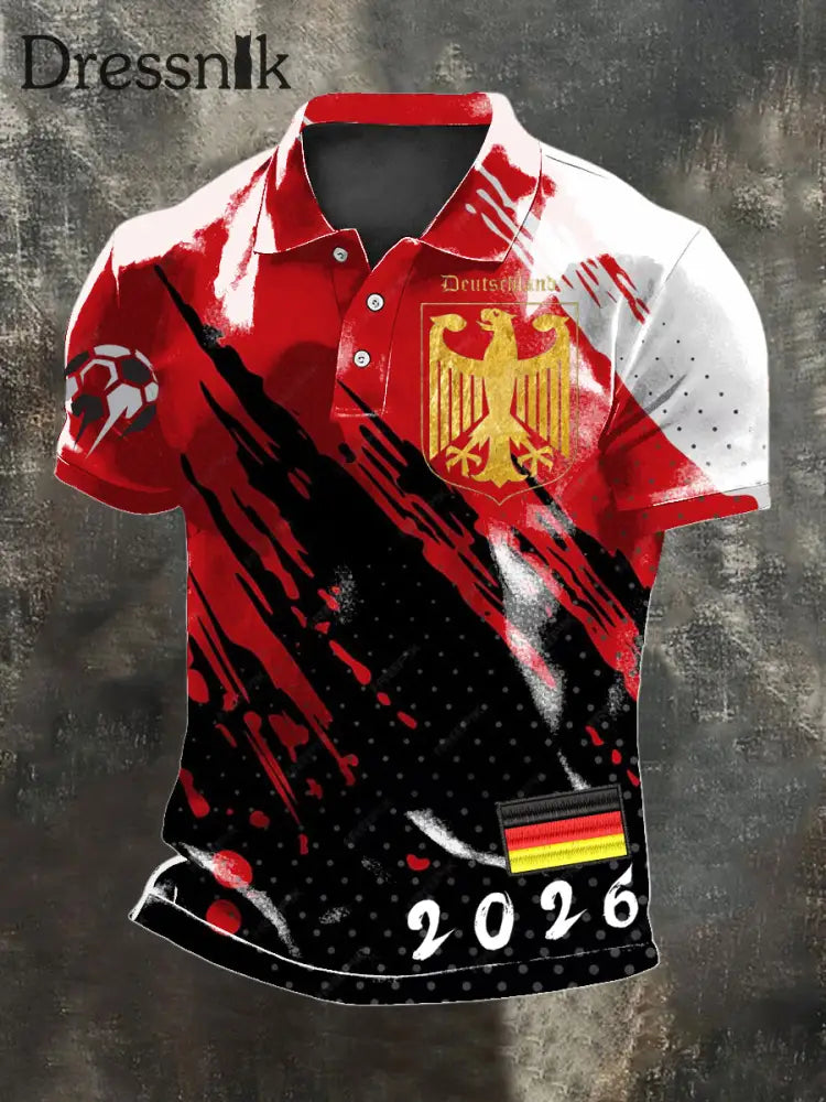 Herren Luxe 2026 Deutschland Adler Grafik Polo Shirt mehrfarbig / S