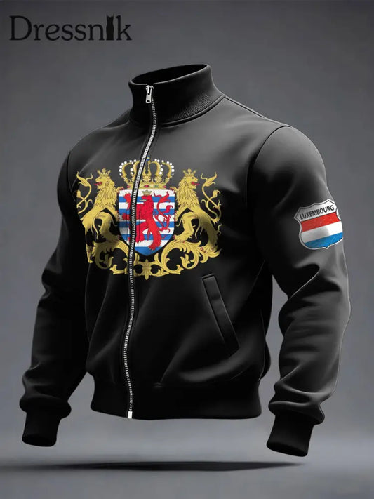 Herren Luxe Gold Crest Luxemburg Jacke mit Reiß verschluss schwarz mehrfarbig / S