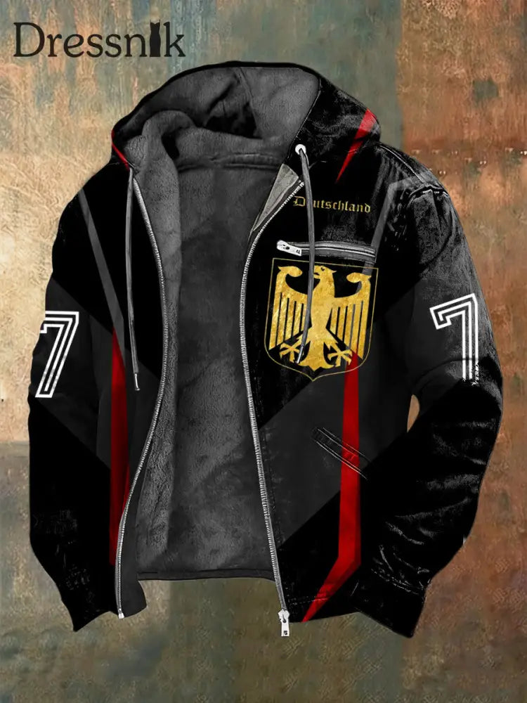 Herren Luxe Gold Deutscher Adler Nummer 7 Zip-Up Jacke mehrfarbig / S