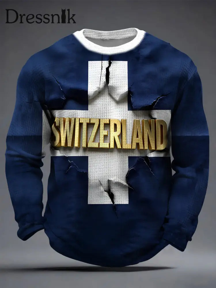Herren Luxe Gold Schweizer Kreuz & Typografie Sweatshirt mehrfarbig / S