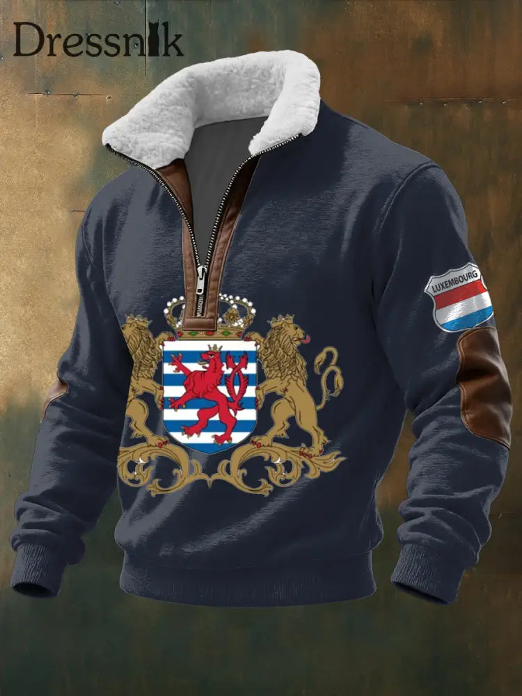 Herren Luxe Navy Luxemburg Crest Doppel-Löwen-Hoodie mehrfarbig / S
