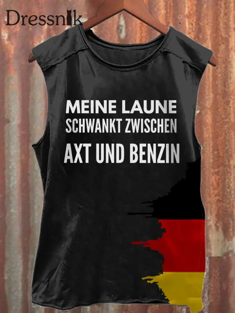Herren Meine Laune schwankt zwischen Axt und Benzin Bedruckte Weste Schwarz / S