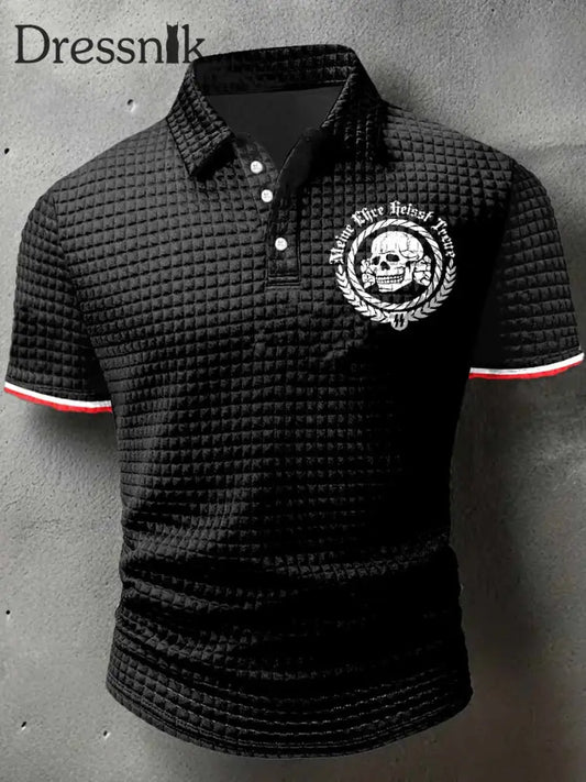 Herren Meine Thre Heissf Treue Print Waffel Polo Hals Kurzarm T-Shirt Schwarz / S