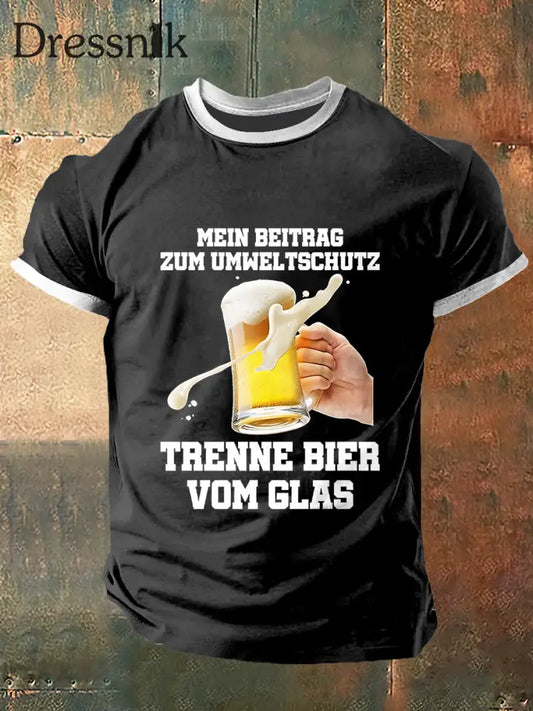 Herren Mern Beirag Print Vintage Mode Kurzarm T-Shirt Schwarz / S
