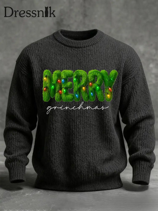 Herren Merry Grinch mas Imitation Pullover Schwarz / S