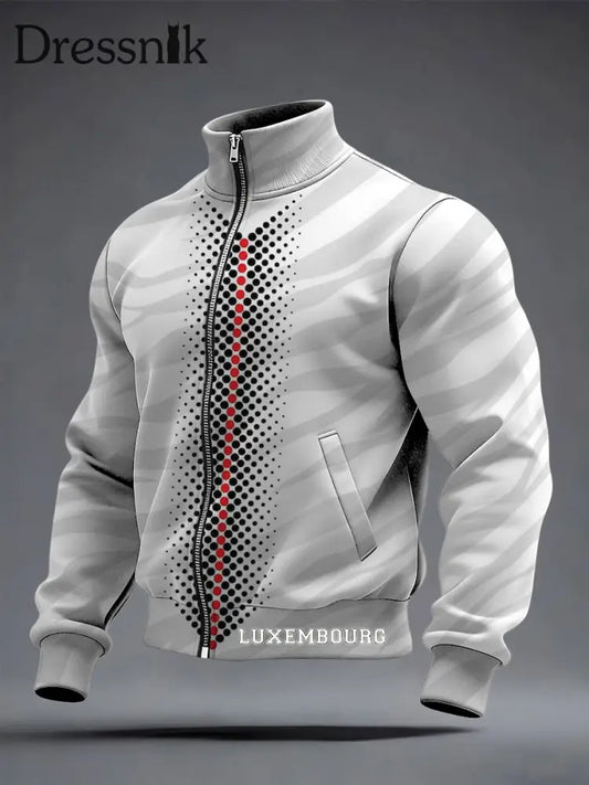 Herren Minimalist isch Grau-Rotes Punkt muster Luxemburg Jacke mehrfarbig / S