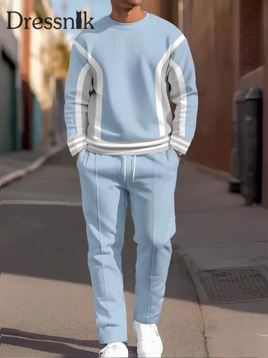 Herren Minimalist isch Vintage Gestreifter Lässiger Alltags anzug blau / S