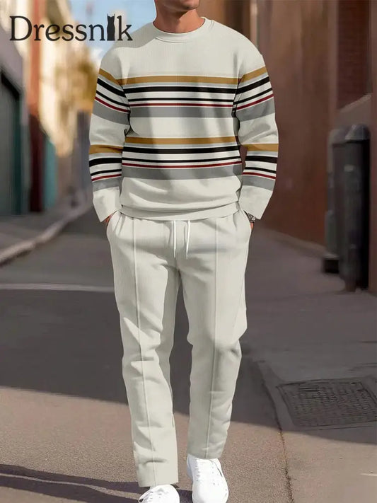 Herren Minimalist isch Vintage Gestreifter Lässiger Alltags anzug mehrfarbig / S