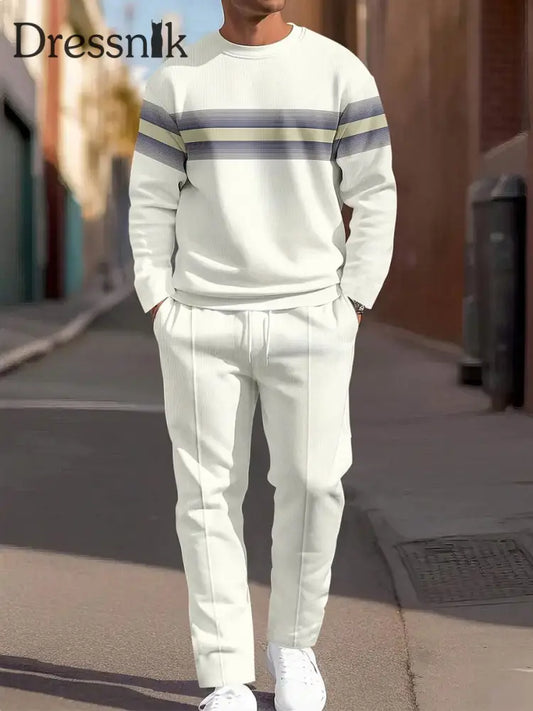 Herren Minimalist isch Vintage Gestreifter Lässiger Alltags anzug mehrfarbig / S