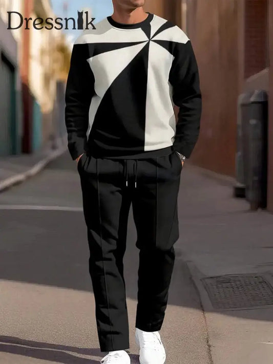 Herren Minimalist isch Vintage Gestreifter Lässiger Alltags anzug Schwarz / S