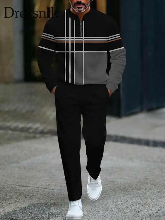 Herren Minimalist ische Eleganz Casual Business Polo Daily Set Schwarz / S