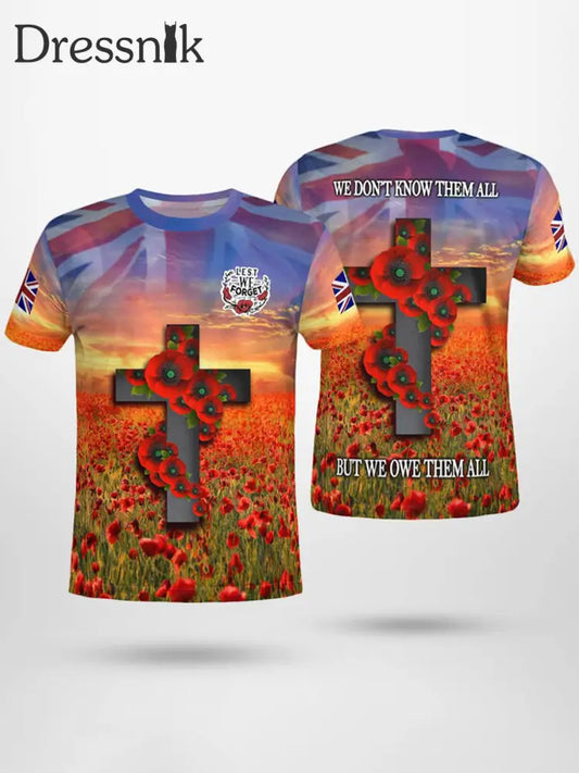 Herren Mohn Kreuz T-Shirt mit kurzen Ärmeln als bild / S