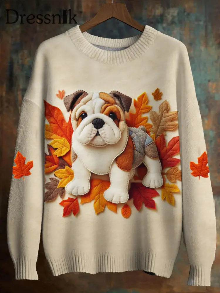 Herren Mops Ahornblatt Imitation Pullover Aprikose / S
