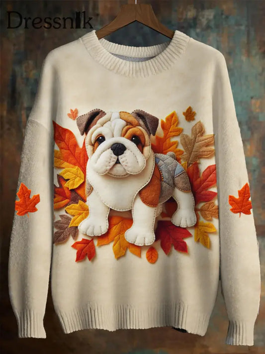 Herren Mops Ahornblatt Imitation Pullover Aprikose / S