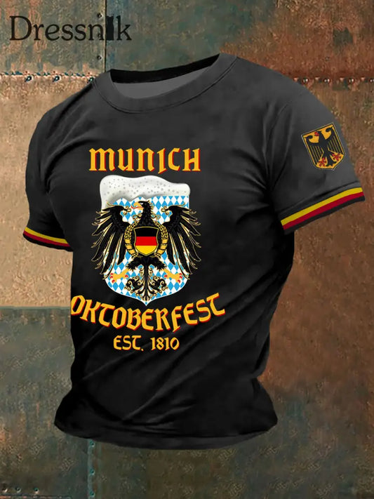 Herren Münchner Oktoberfest T-Shirt mit kurzen Ärmeln Schwarz / S