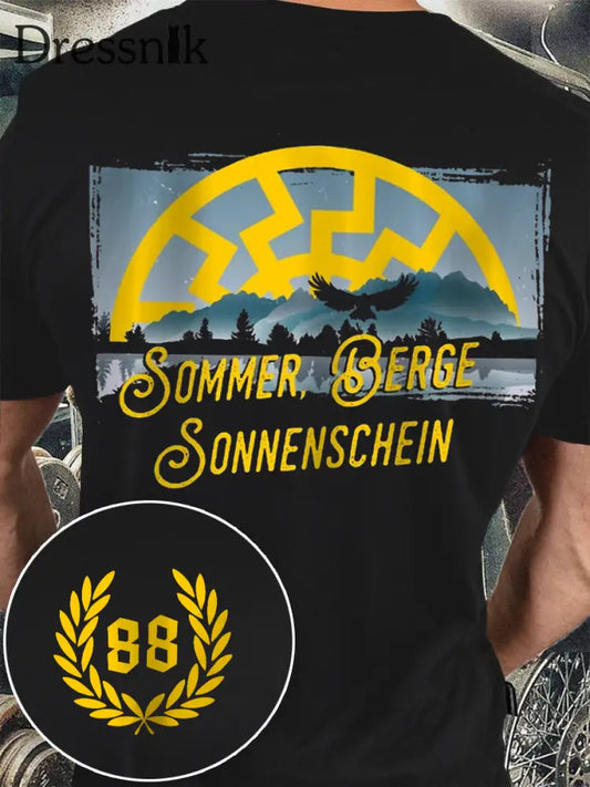 Herren Nummer 88 bedrucktes Kurzarm-T-Shirt Schwarz / S