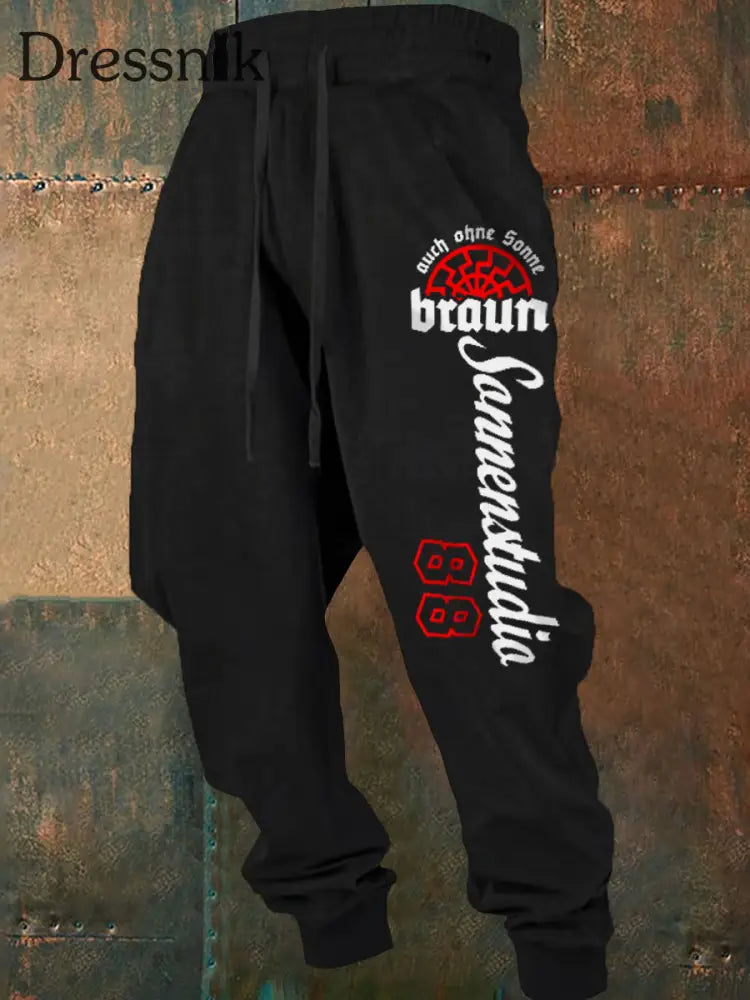 Herren Nummer 88 Druck lange Johns Schwarz / S