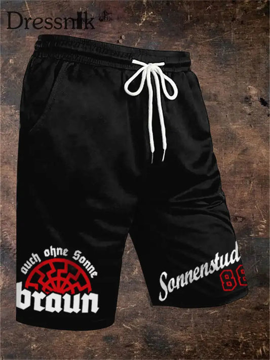 Herren Nummer 88 Print Shorts Schwarz / S