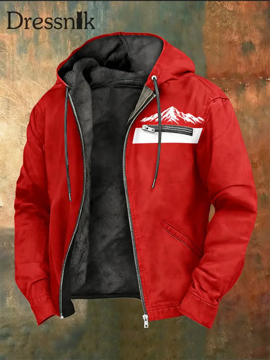 Herren Österreich Bold Red Mountain Accent Sherpa-Kapuzen jacke mit Reiß verschluss mehrfarbig / S