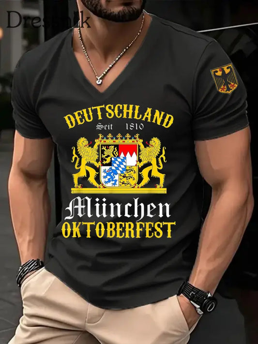 Herren Oktoberfest Deutschland Deutsches Bier gedruckt Kurzarm T-Shirt Schwarz / S