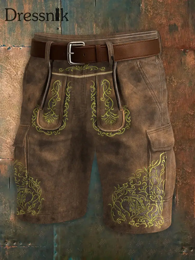 Herren Oktoberfest Hirschhosen Konstnärliga tryckt textur Pocket Freizeit Cargo Shorts als bild / S