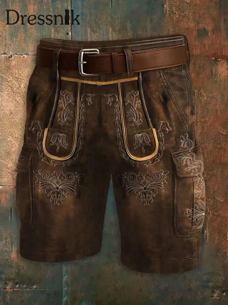 Herren Oktoberfest Hirschhosen Konstnärliga tryckt textur Pocket Freizeit Cargo Shorts als bild / S