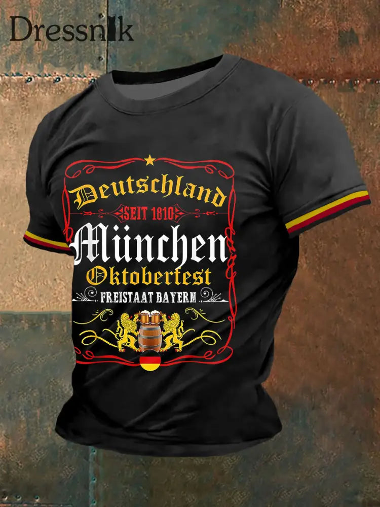 Herren Oktoberfest München Deutsches Bier kurze Ärmel T-Shirt Schwarz / S
