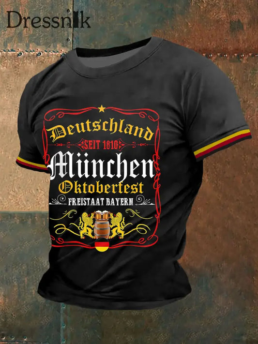 Herren Oktoberfest München Deutsches Bier kurze Ärmel T-Shirt Schwarz / S
