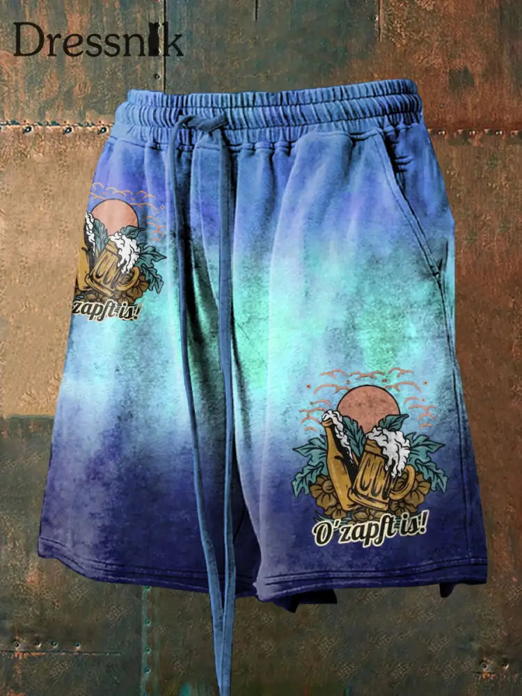 Herren Oktoberfest O’zapft ist bedruckte Shorts blau / S