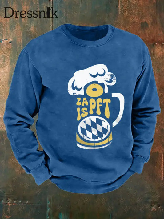 Herren Oktoberfest O’zapft ist lang ärmel iges Sweatshirt bedruckt Blau / S