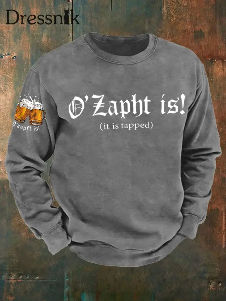 Herren Oktoberfest O’zapft ist lang ärmel iges Sweatshirt bedruckt Grau / S