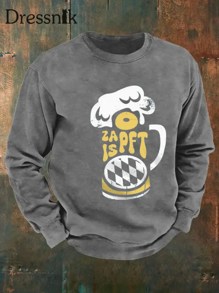 Herren Oktoberfest O’zapft ist lang ärmel iges Sweatshirt bedruckt Grau / S