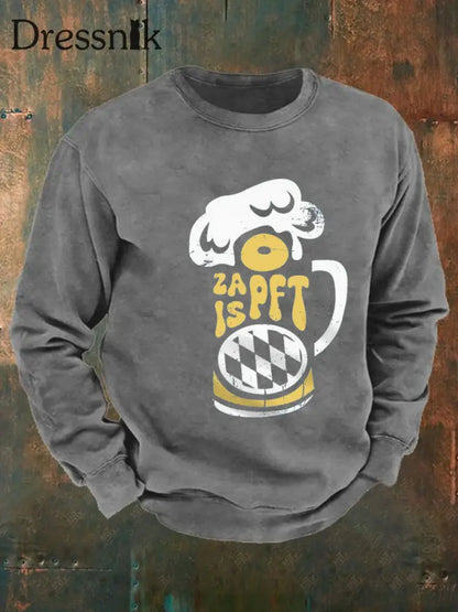 Herren Oktoberfest O’zapft ist lang ärmel iges Sweatshirt bedruckt Grau / S