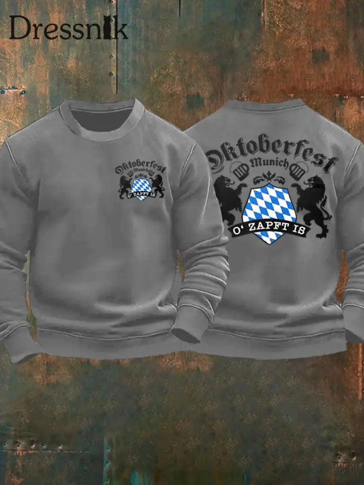 Herren Oktoberfest O’zapft ist lang ärmel iges Sweatshirt bedruckt Grau / S